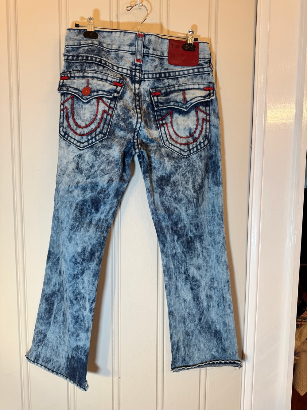 True Religion Acid Wash Jeans Contrast Stitch Y2K Low Rise Bootcut Denim - Picture 5 of 13